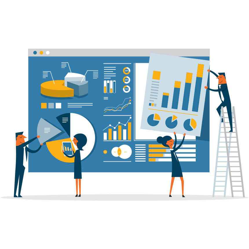 Animated image of a computer window with various charts and graphs of data.