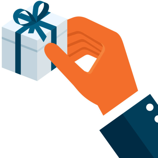 Image of a hand holding a gift