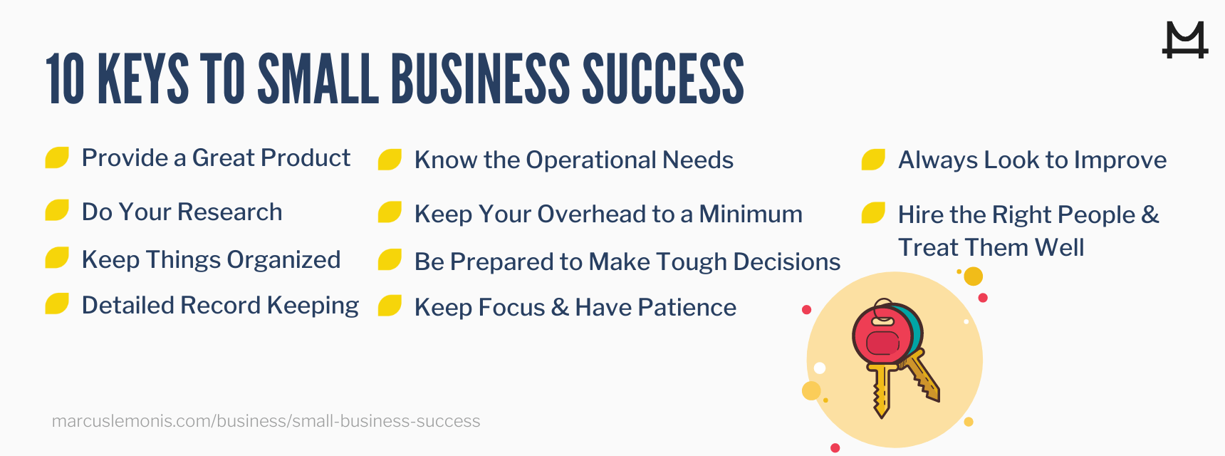 Ten important keys to success for small businesses