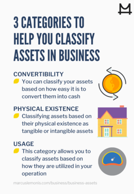 Different classification categories for business assets