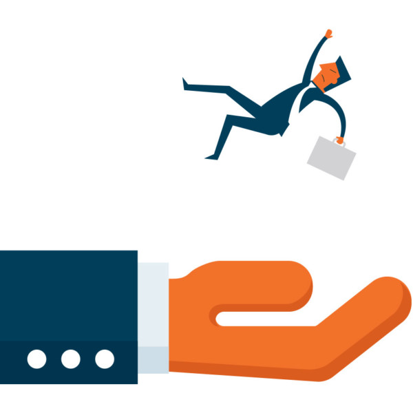 Image of someone falling into a large hand.