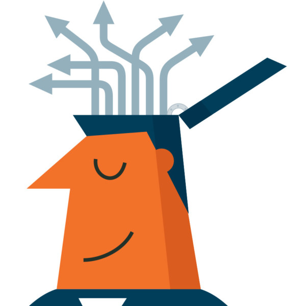 Man planning in his head about his product process development