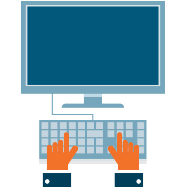 person using desktop to get onto website