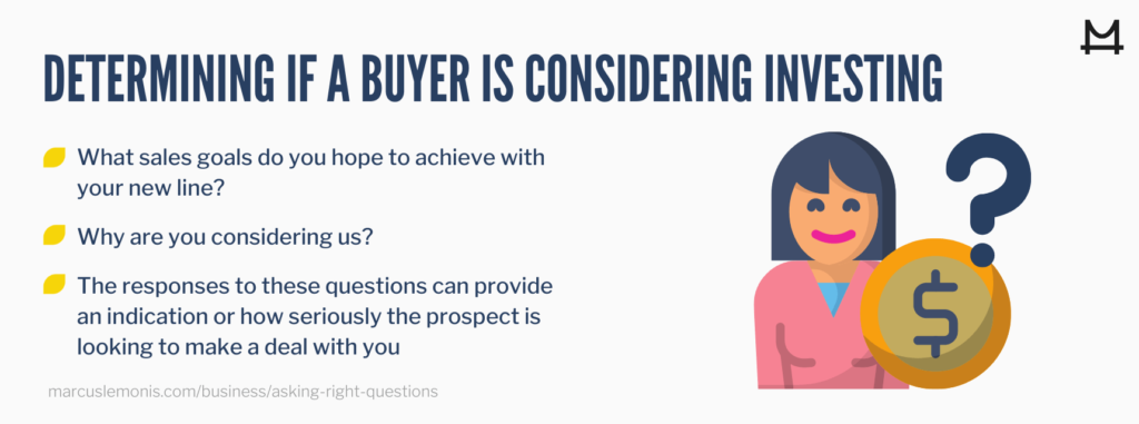 List of three questions to determine if a buyer is serious about investing.