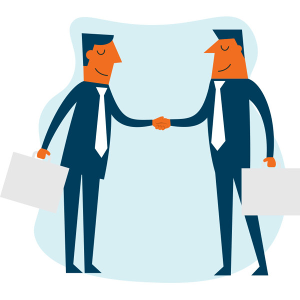 Animated image of 2 people shaking hands