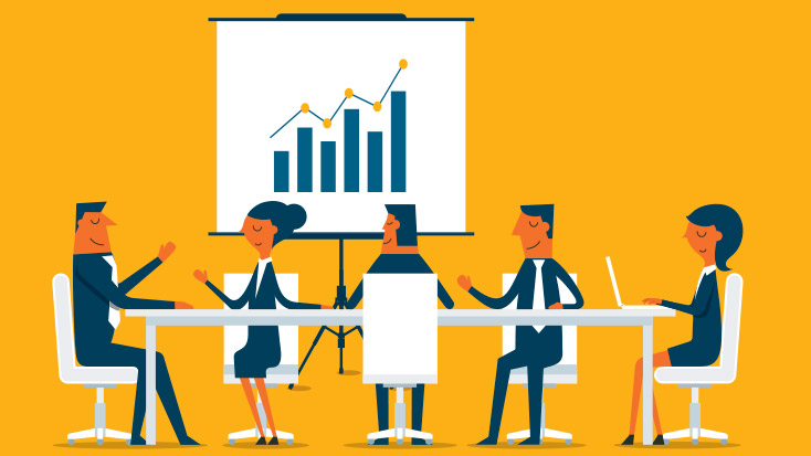 Team communicating to achieve business goals