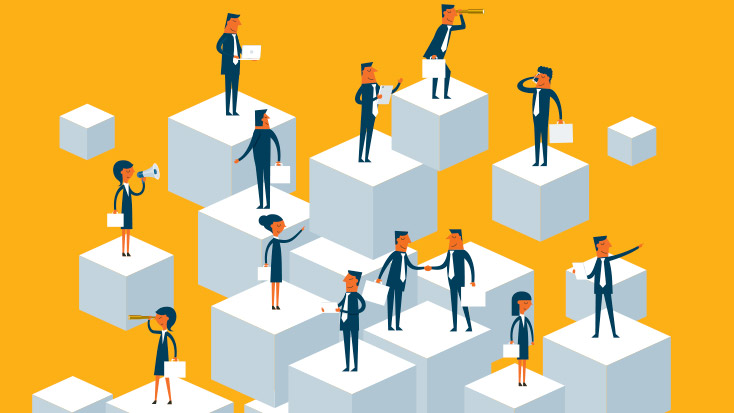Animated Image of People on Floating Cubes