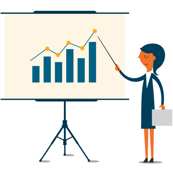Women presenting business success from effective asset management