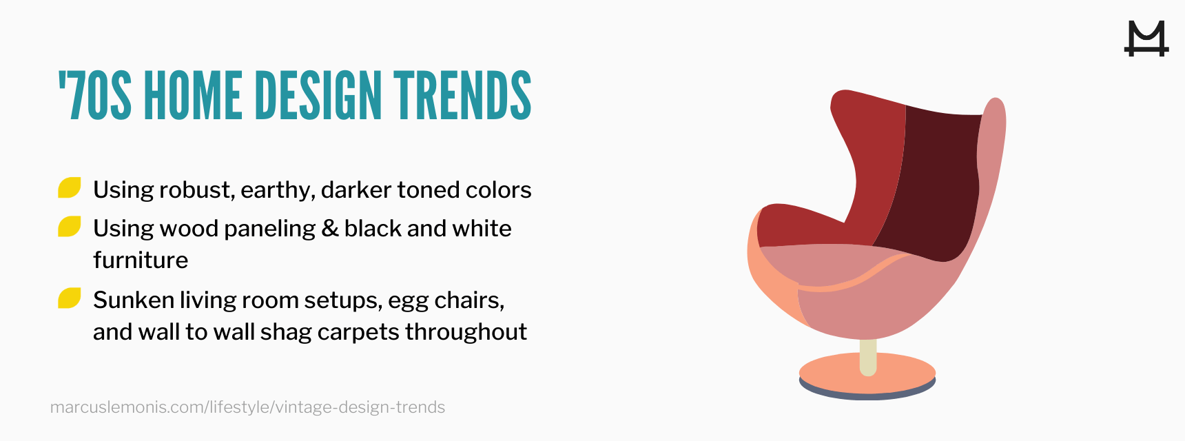 List of 70’s home trends making a comeback.