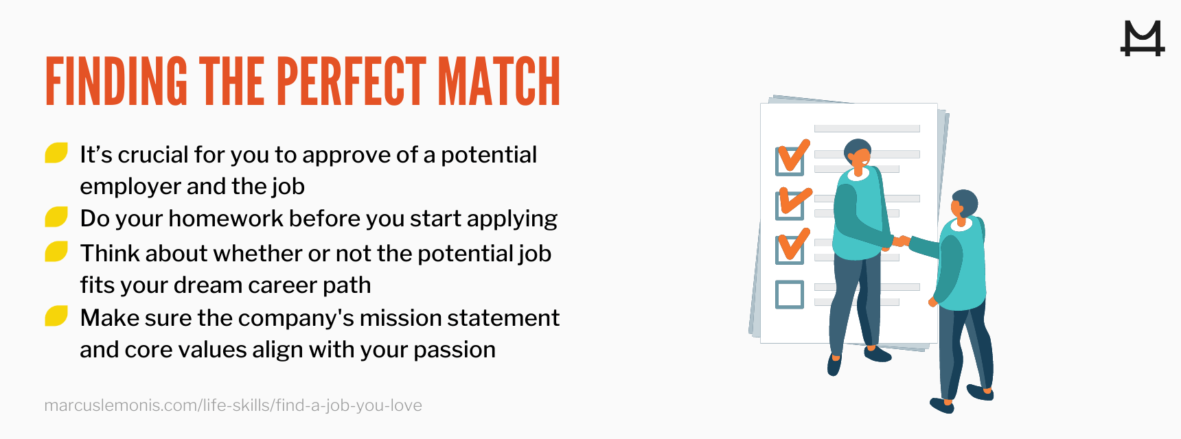List of things to keep in mind when finding the perfect match in a job