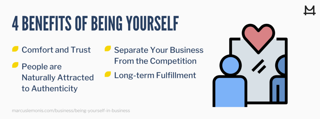 List of four benefits of being yourself