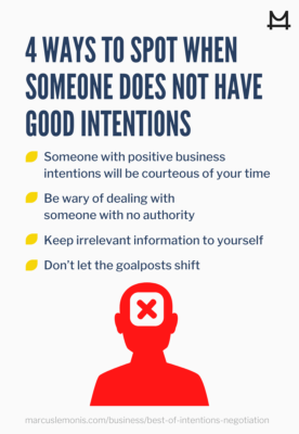 List of four ways to spot bad intentions