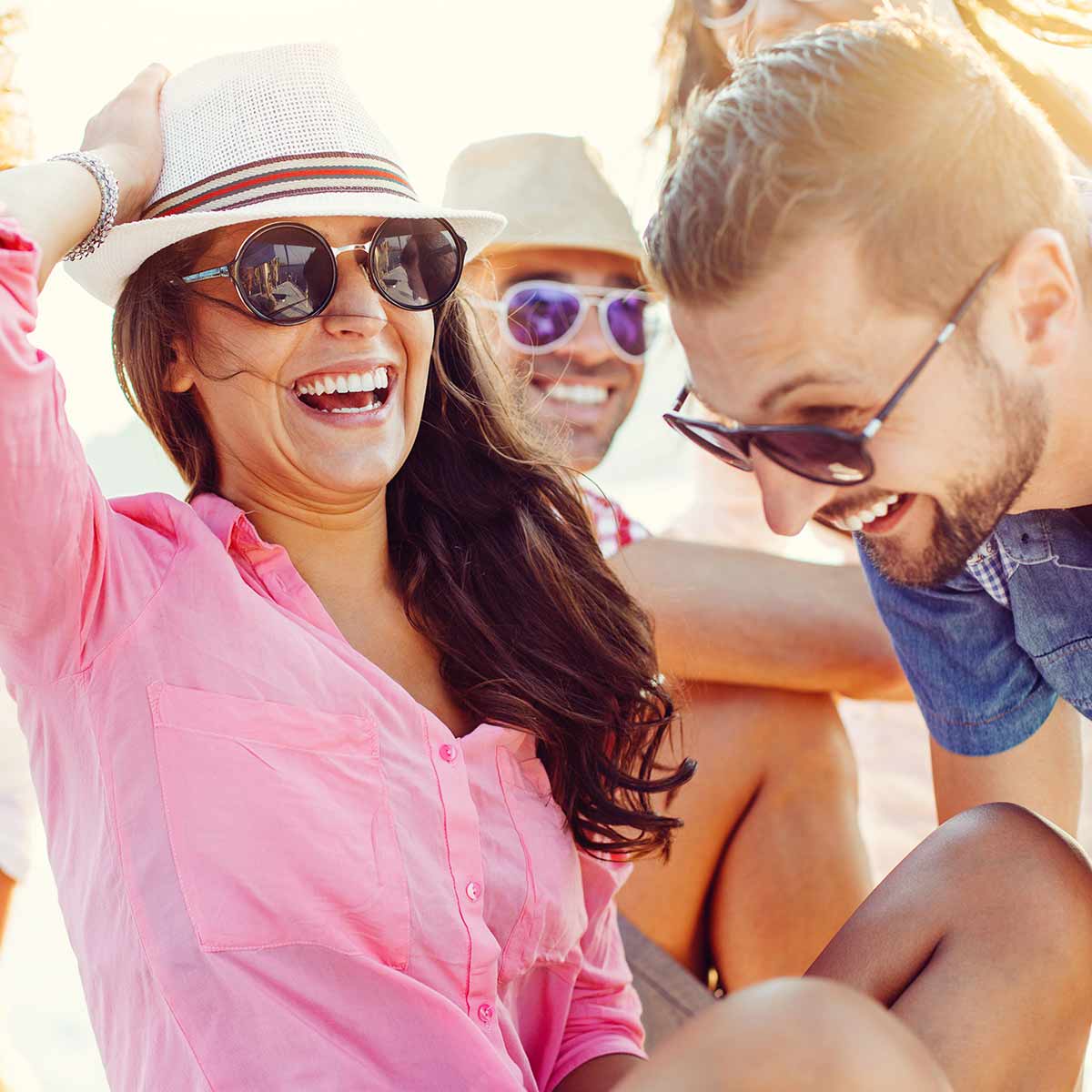 group of friends laughing together