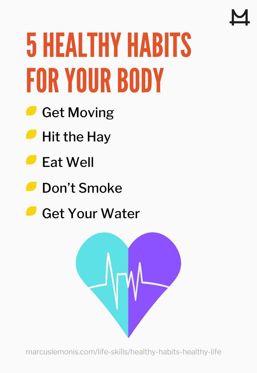 List of five healthy habits for our body.