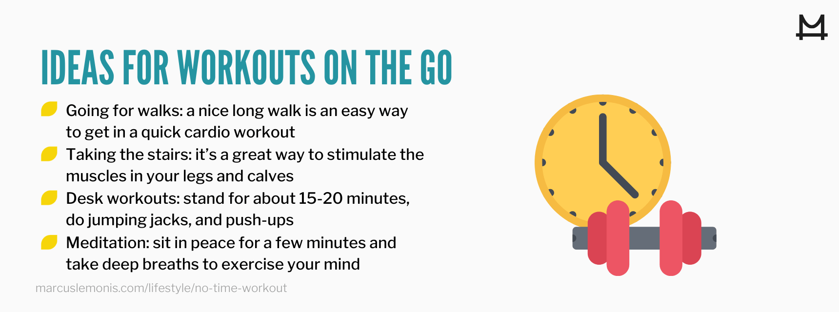 List of ideas for fun workouts on the go