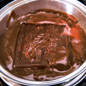 Chocolate melted to liquid in bowl