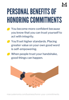 List of personal benefits that can come from honoring your commitments