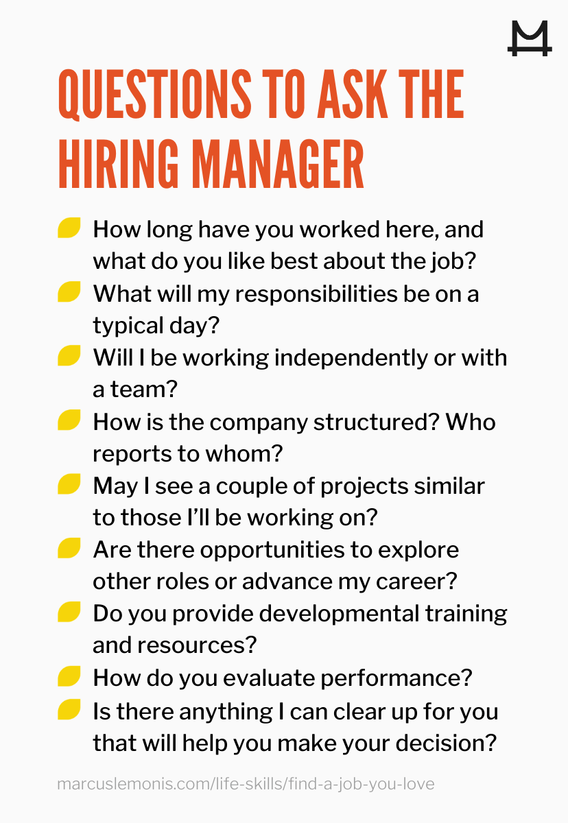 List of questions to ask a potential hiring manager