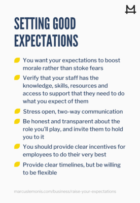 List of things you can do to set good expectations