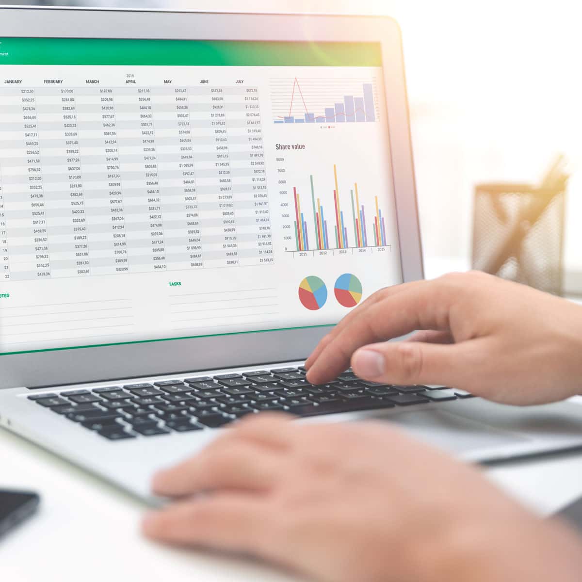 Someone using excel to calculate finances