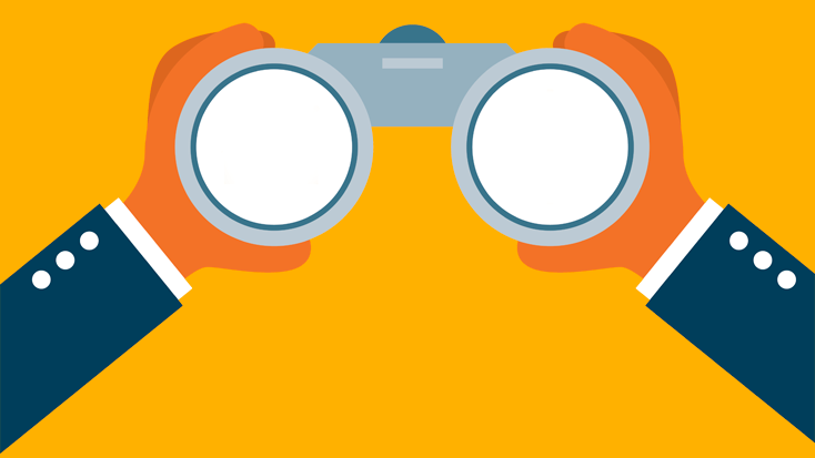 holding binoculars