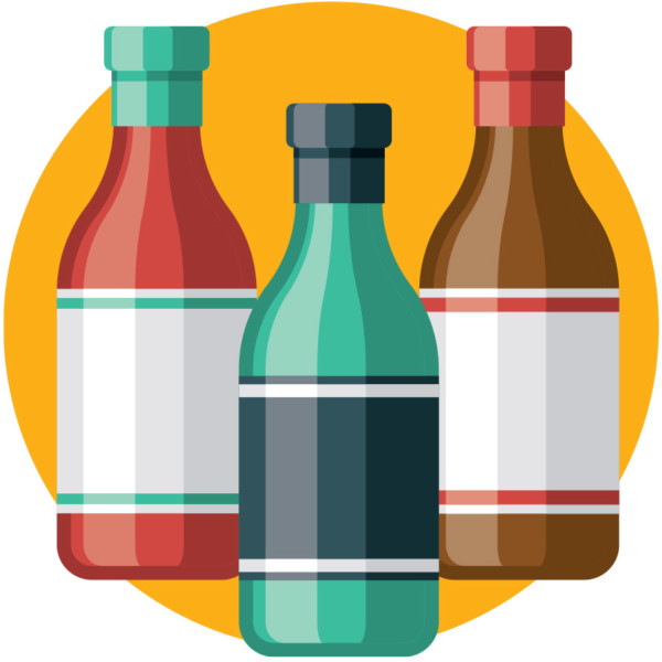 Image of three sauce bottles