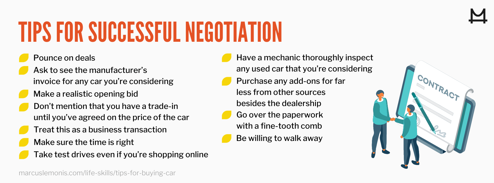 List of tips for a successful negotiation.