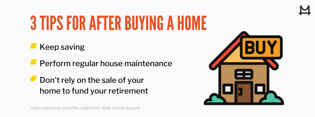 List of three tips for after buying a home