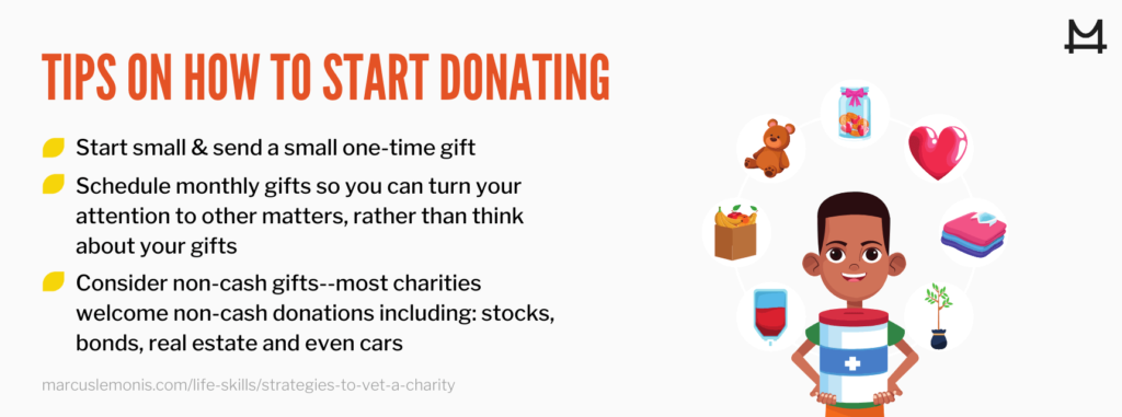 List of tips on how to start donating