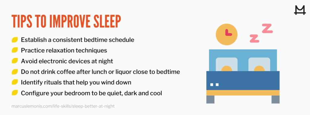 List of tips for better sleep.
