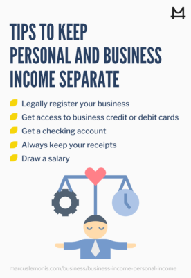 List of tips to help you keep personal and business income separate.