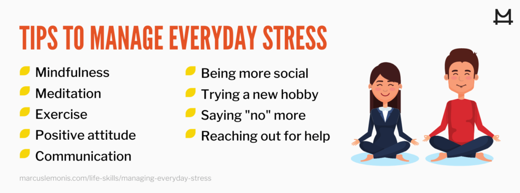 List of tips to manage everyday stress.