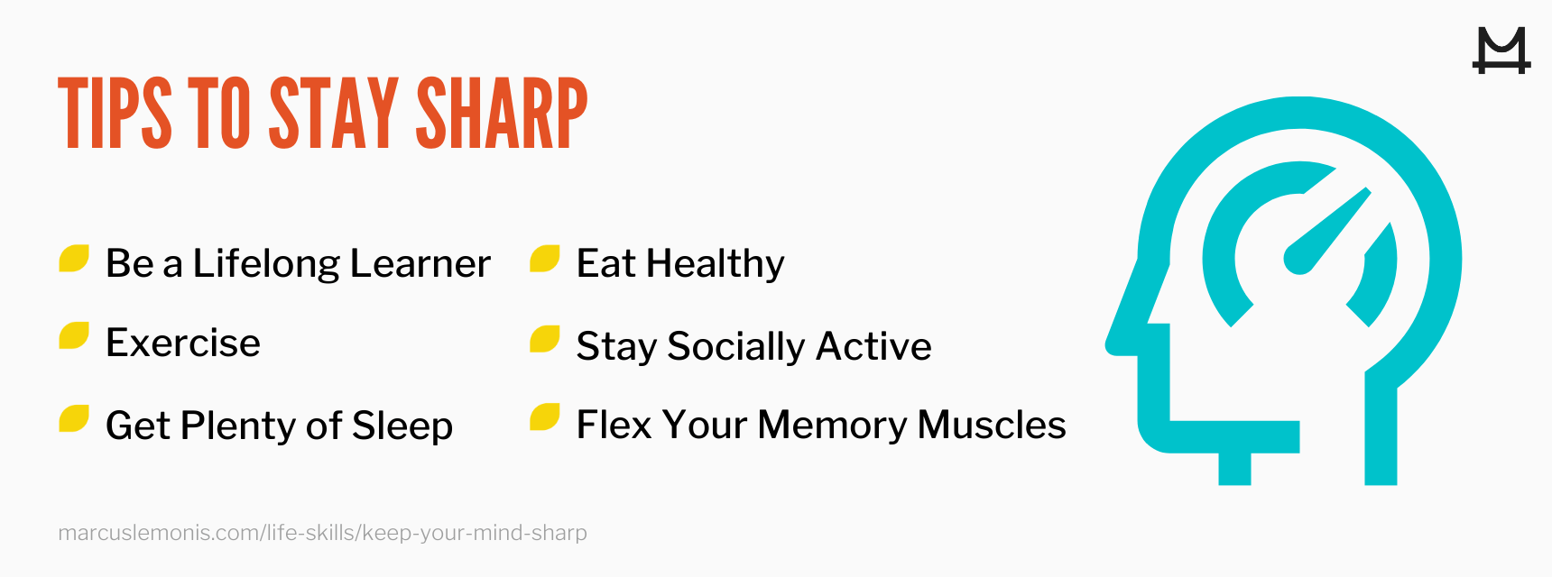List of tips to stay sharp.