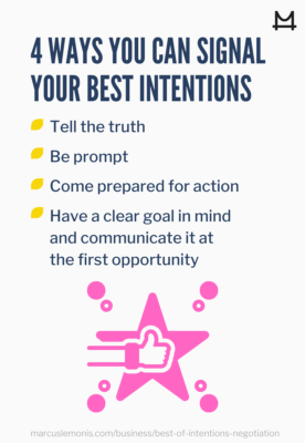 List of four ways to signal your best intentions