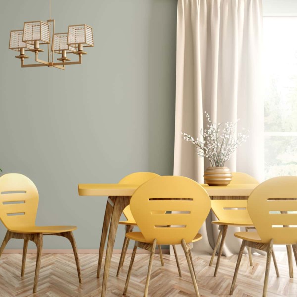 Yellow 50s style dining table and chairs in vintage style home