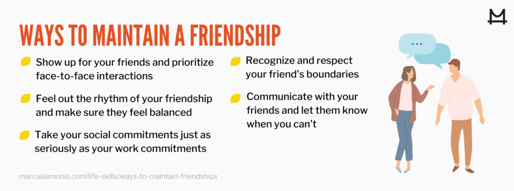 List of 5 ways you can maintain a friendship