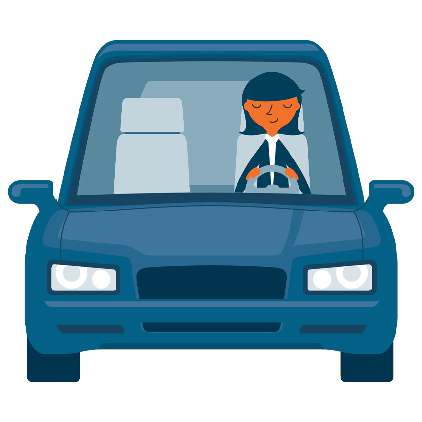 women driving a car