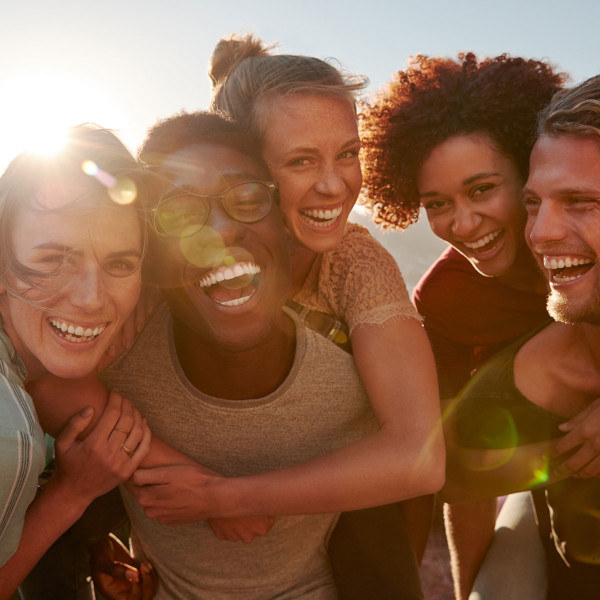 Group of friends smiling and laughing