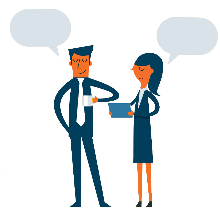 two people having a positive conversation and user experience
