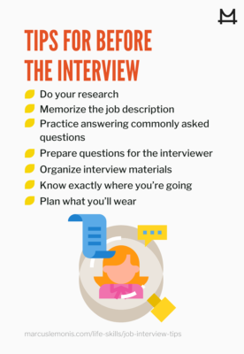 graphic outlining before job interview tips