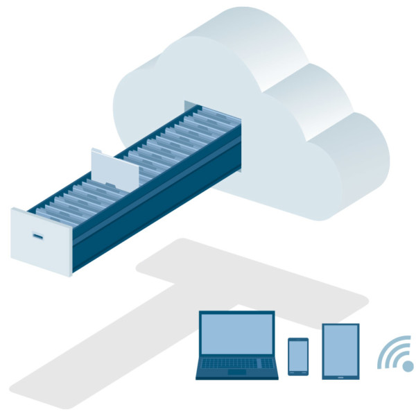 Image of a file cabinet shaped like a cloud.