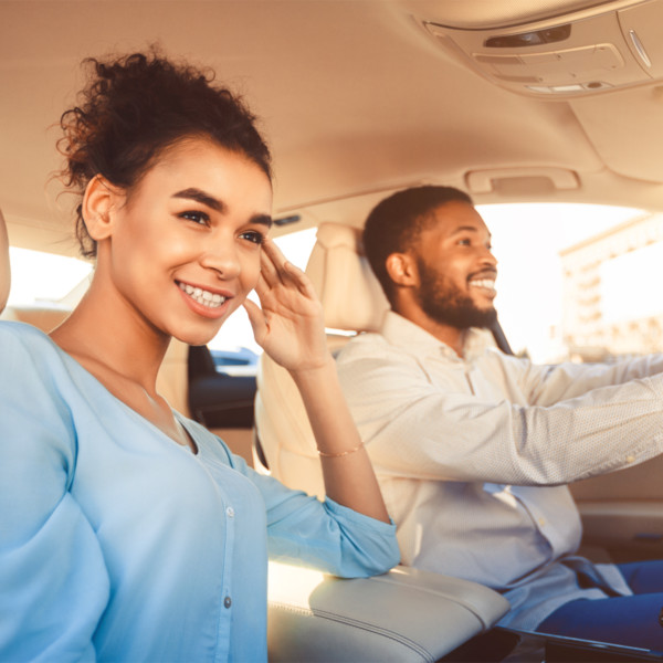 Couple driving around in their car