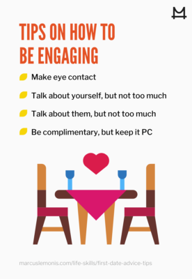 graphic sharing first date tips to stay engaged