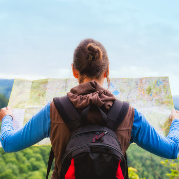 Image of someone looking at a large map.