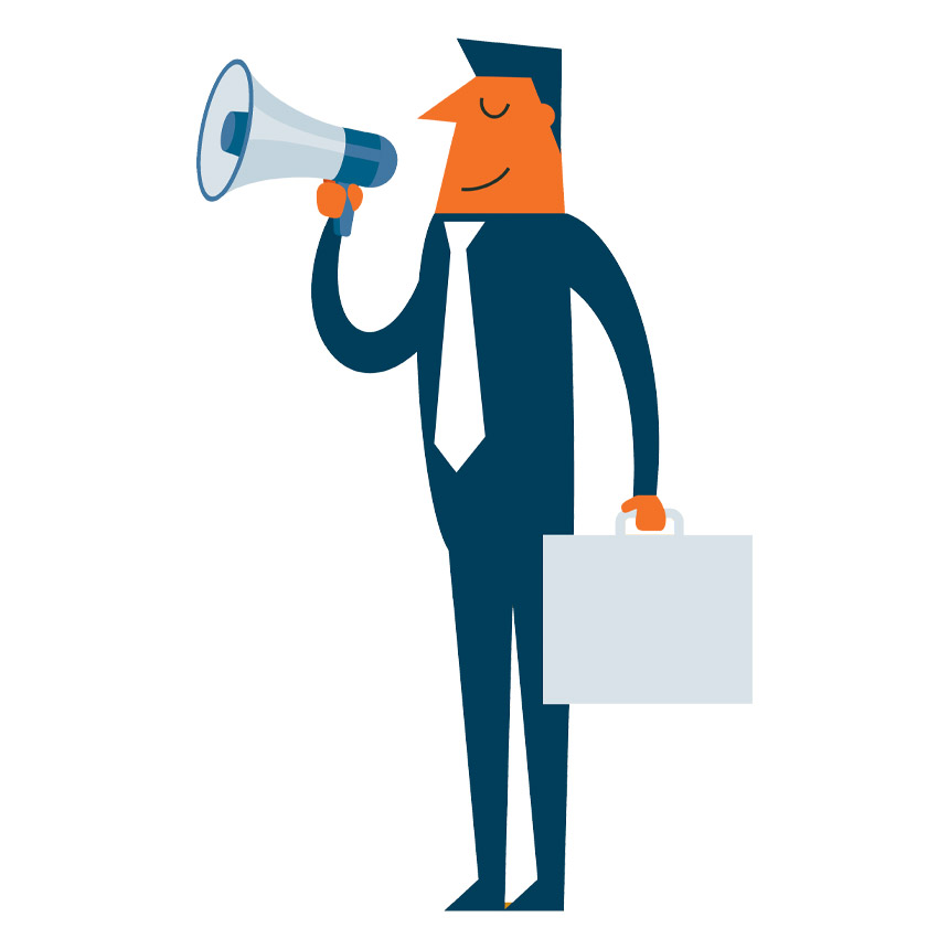 graphic of man using megaphone