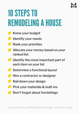 Infographic of 10 steps to remodel your home