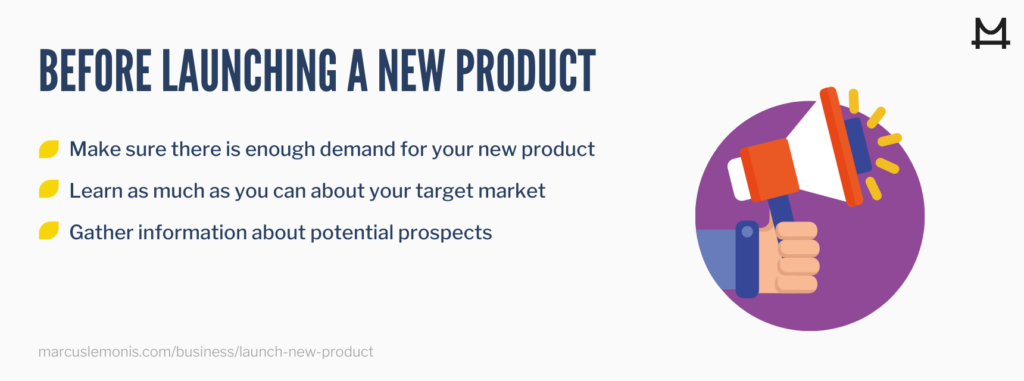 graphic outlining what to do before launching a new product