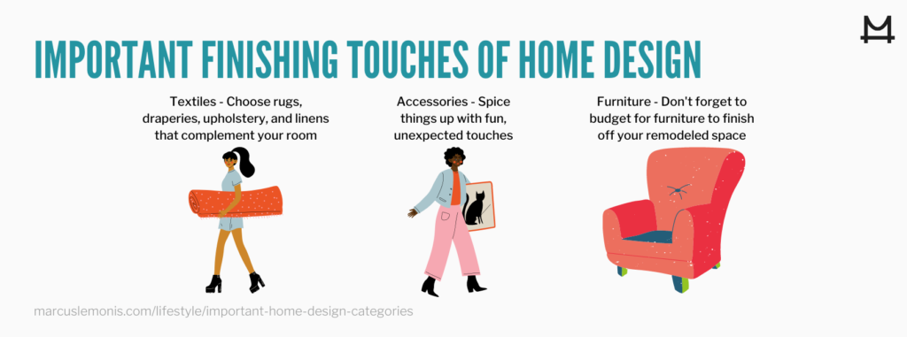 Infographic of 3 tips for home design finishing touches