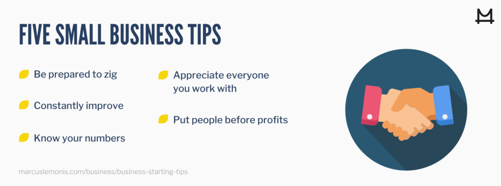 List of five small business tips