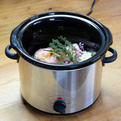 Image of ingredients in a slow cooker